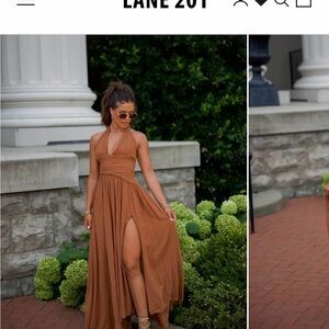 Chic Brown Halter Maxi Dress